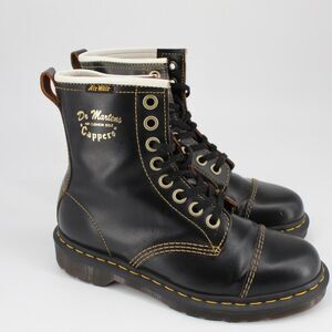 Doc Dr Martens Cappers Black Leather Combat Boots 8 Eye Cap Toe Womens 8